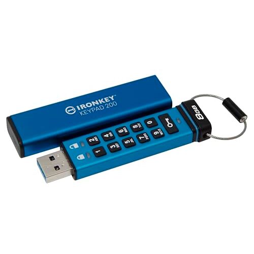 Kingston IronKey Keypad 200 Drive flash Type-A USB--stick met hardwareversleuteling FIPS 140-3 niveau 3 (aangevraagd) met XTS-AES 256-bits hardwareversleuteling- IKKP200/8GB