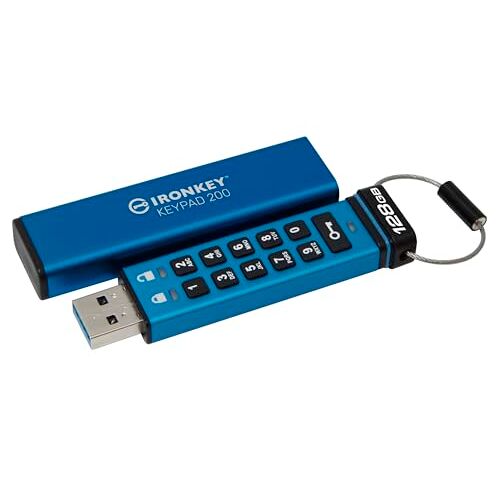 Kingston IronKey Keypad 200 Drive flash Type-A USB--stick met hardwareversleuteling FIPS 140-3 niveau 3 (aangevraagd) met XTS-AES 256-bits hardwareversleuteling- IKKP200/128GB