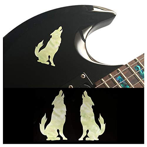 Inlaystickers Inlay Sticker Sticker voor Gitaar & Bas Wolf (L&R Set) Witte Parel