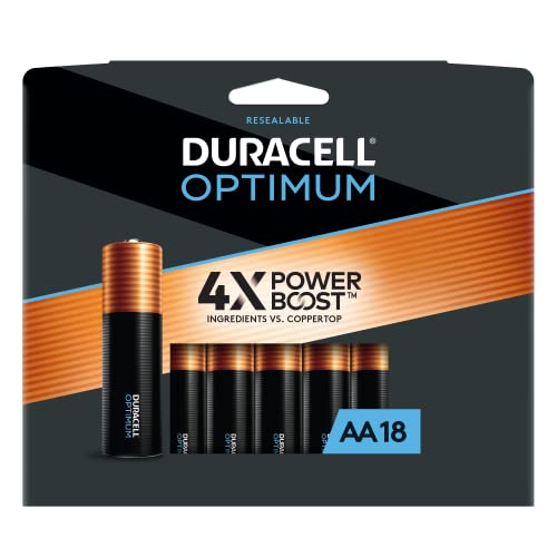 Duracell Optimum 18 AA-batterijen met power-boost, dual-A met lange voeding, alkaline-batterijen AA voor huishoudelijke en kantoorapparatuur (verpakking kan variëren)