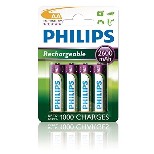 Philips Oplaadbare Batterijen AA HR6 NiMH Batterijen 2600 mAh 4 Stuks