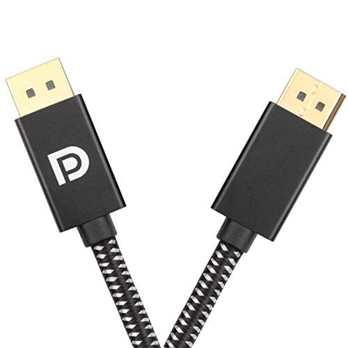 PremiumTech Europe PremiumTech Professionele DisplayPort-1.4-kabel van gevlochten nylon, 8 K, 60 Hz, 5 K, 90 Hz, 4 K, 60 Hz, HBR3, 32,4 GB/s, compatibel met pc, laptop, Smart TV 3D HDR (1 m)