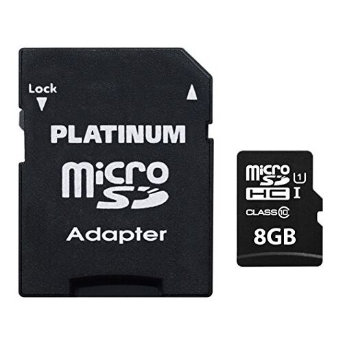 Platinum High Speed microSDHC kaart 8GB Class 10 UHS-I U1 geheugenkaart incl. SD adapter Micro SD-kaart voor smartphone, tablet, camera 177330