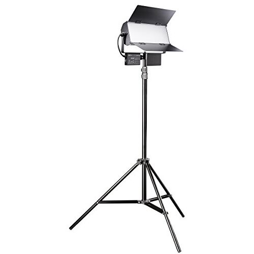 Walimex pro LED Sirius 160 Daylight Set met statief 1x 65W Daylight paneellamp, Studiolamp, 65 Watt 6000 lumen, 5600K, dimbaar, 1x lampstatief FT-8051 260cm met tas, voor foto + video