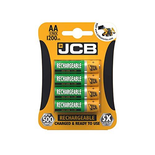 JCB AA 1200MAH oplaadbare batterijen alkalische batterijen, gebouwd om lang mee te gaan oplaadbare batterijen AA Pack van 4 AA oplaadbare batterijen, x 500 opladen