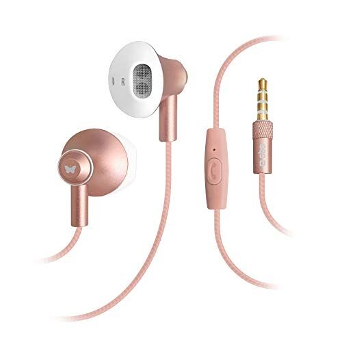 SBS in-ear hoofdtelefoon met kabel hoofdtelefoon met microfoon en rubberen pad hoofdtelefoon in roze voor smartphone, mobiele telefoon & pc draadloze hoofdtelefoon