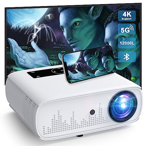 T TOPVISION 5G WiFi Beamer- 12000 Lux Native 1080P Beamer Full HD Home Theater Video Beamer 4K, Bluetooth Beamer WLAN Projector 350'' Display Compatibel met TV Stick, HDMI, USB, X-Box, iOS/Android