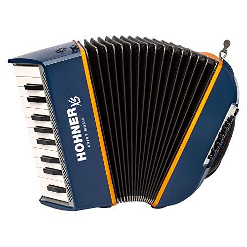 Hohner Accordeons pianoaccordeon Chromatic XS kinderen blauw/oranje met rugzak.
