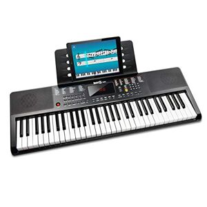 RockJam RJ361 61 Key Keyboard Piano met bladmuziekstandaard Piano Note Sticker Voeding en gewoon pianotoepassing, Zwart