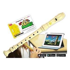 Voggenreiter Blokfluit van kunststof voor kinderen vanaf 6 jaar incl. Flute Master (Lernsoftware App) barokke grip in de kleur crème wit, crème wit kunststof, 1127