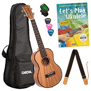 CASCHA Premium mahonie sopraan ukelele, kleine Hawaii gitaar, ukelele voor beginners, met acquilasnaren en 3 plectra Let's Play Ukelele beginnersset 26 inch Tenor
