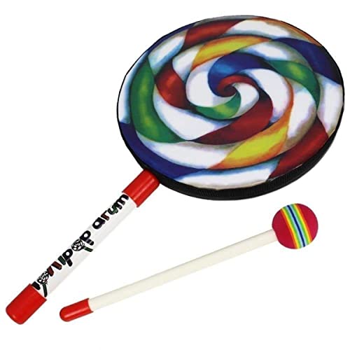 A-Star 8 inch Lollipop Handtrommel met plastic zachte kopklopper 20 cm regenboogtrommel