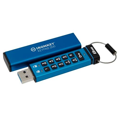 Kingston IronKey Keypad 200 Drive flash Type-A USB--stick met hardwareversleuteling FIPS 140-3 niveau 3 (aangevraagd) met XTS-AES 256-bits hardwareversleuteling- IKKP200/8GB