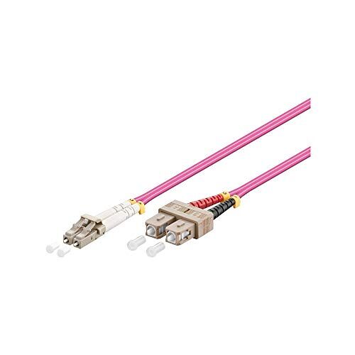 goobay 95950 glasvezel kabel multimode OM4 violet duplex/LC UPC stekker naar SC UPC stekker/glasvezel glasvezel kabel halogeenvrij/violet/glasvezelkabel 20 m