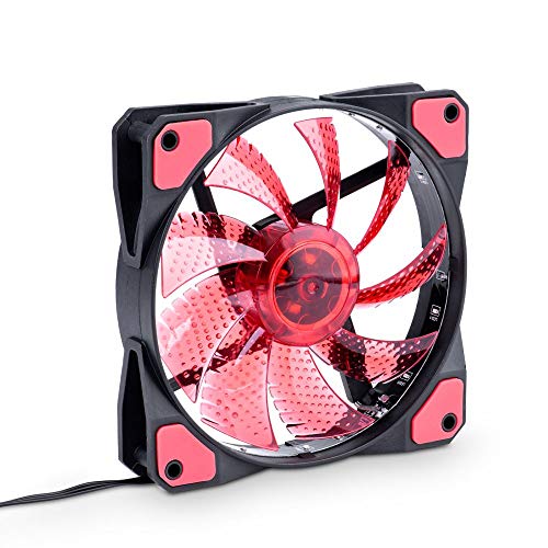 AKYGA AW-12C-BR 15 LED ventilatorventilator 120 mm voor PC Molex 12V Rood