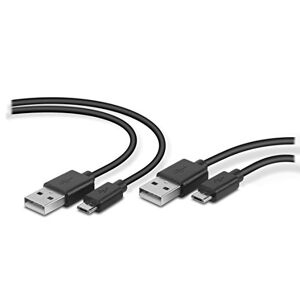 Speedlink STREAM Play & Charge USB-kabelset 2 oplaadkabels voor Playstation 4 controller/gamepad (USB-A naar micro-USB compatibel met smartphones) voor gaming/console/PS4, zwart