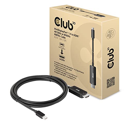 Club 3D CAC-1187 MiniDisplayPort™ 1.4 naar HDMI™ 4K120Hz of 8K60Hz HDR10+ kabel 1,8 m St/St.