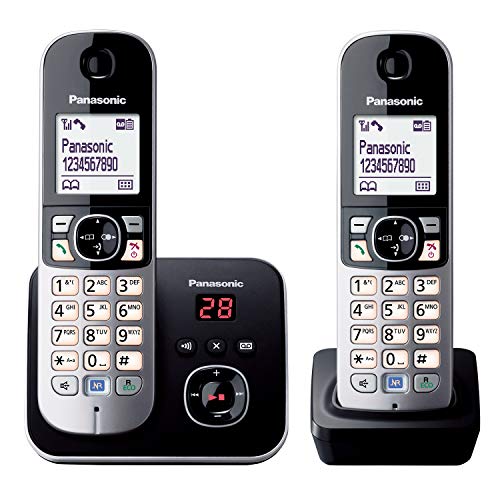 Panasonic KX-TG6822GB DECT draadloze telefoon met antwoordapparaat, 2 telefoons + antwoordapparaat, zwart [Geïmporteerd uit Duitsland] [geïmporteerde versie]
