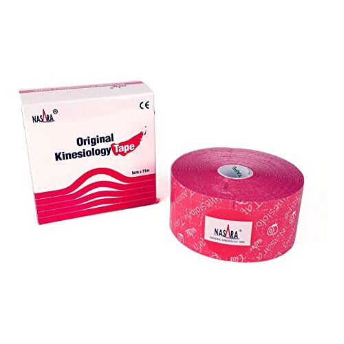 Nasara Originele kinesiologie fysio XL tape voor sport en geneeskunde, rol grootte 5cm x 11m, roze