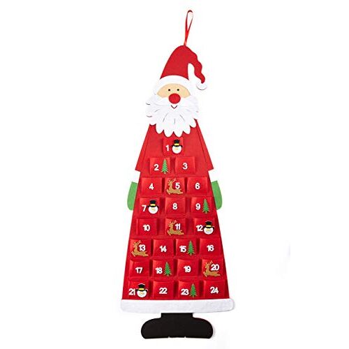 HEITMANN DECO Vilten adventskalender Santa adventskalender om te vullen en op te hangen Kerstman rood wit