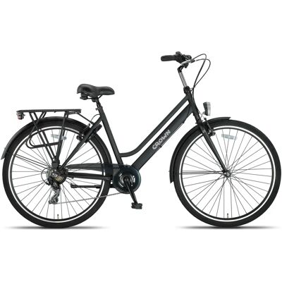 Crown New York Damesfiets 28 inch 55cm Mat Zwart 7v Crown New York Damesfiets 28 inch 55cm Mat Zwart 7v