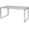 Schaffenburg Domino Plus bureau, hoogte instelbaar (62-85cm) met 160x90cm 'zwevend' lindberg (licht) eiken 25mm blad en aluminium (RAL9006) O-poot frame