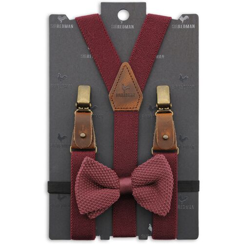 Sir Redman Bretels Sir Redman SRCOMBIKIDS2602B Kids Bretels Combi Pack Mr Buck Burgundy - Mauve