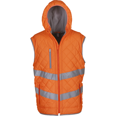 Yoko YHV007 Kensington - Hi-Vis bodywarmer met capuchon Yoko YHV007 Kensington - Hi-Vis bodywarmer met capuchon