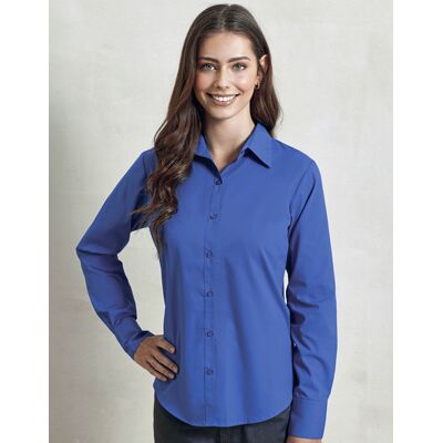Premier Workwear PW300 Women´s Poplin Long Sleeve Blouse - Grijs Premier Workwear PW300 Women´s Poplin Long Sleeve Blouse - Grijs