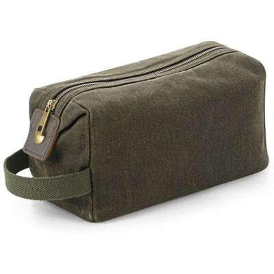 Quadra QD651 Heritage Waxed Canvas Wash Bag Quadra QD651 Heritage Waxed Canvas Wash Bag