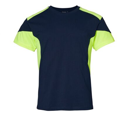 Top Swede: 210 T-Shirt, Maat XS Navy/ Fluo Geel Top Swede: 210 T-Shirt, Maat XS Navy/ Fluo Geel