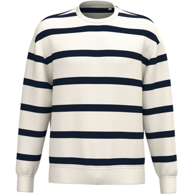 Native Spirit NS450 Ecologische gestreepte uniseks sweater met ronde hals en afhangende schouders Native Spirit NS450 Ecologische gestreepte uniseks sweater met ronde hals en afhangende schouders