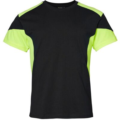 Top Swede: 210 T-Shirt, Maat XS Zwart/ Fluo Geel Top Swede: 210 T-Shirt, Maat XS Zwart/ Fluo Geel