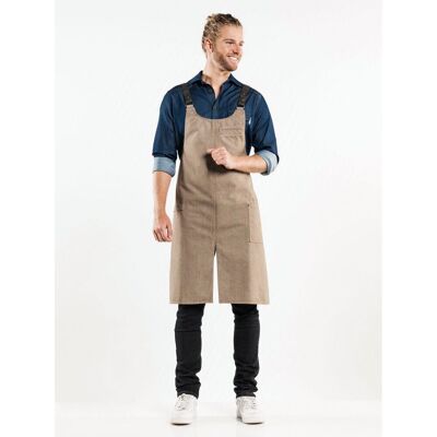Chaud Devant 652 Bib Apron Forene Cross Mud Denim Chaud Devant 652 Bib Apron Forene Cross Mud Denim