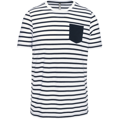 Kariban K378 Gestreept T-shirt met zak en korte mouwen Kariban K378 Gestreept T-shirt met zak en korte mouwen