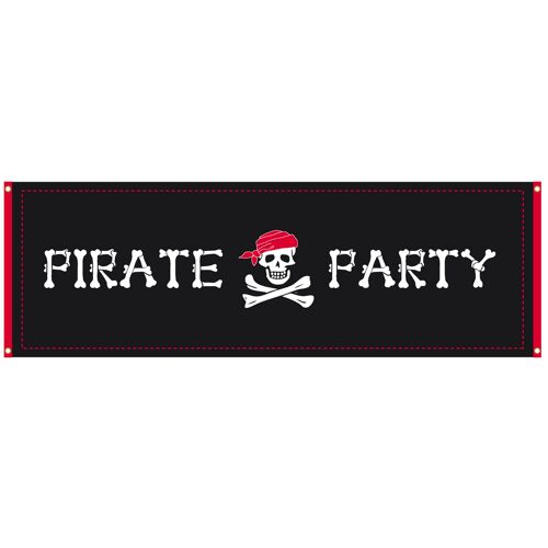 Vlaggenclub.nl Piraten spandoek Pirate Party 2,2m