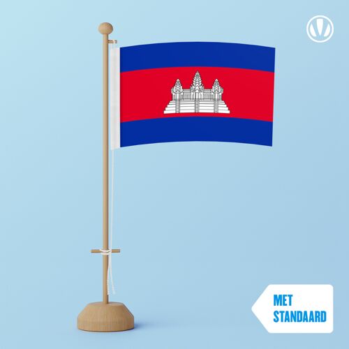 Vlaggenclub.nl Tafelvlag Cambodja 10x15cm   met standaard