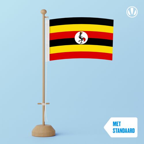 Vlaggenclub.nl Tafelvlag Oeganda 10x15cm   met standaard