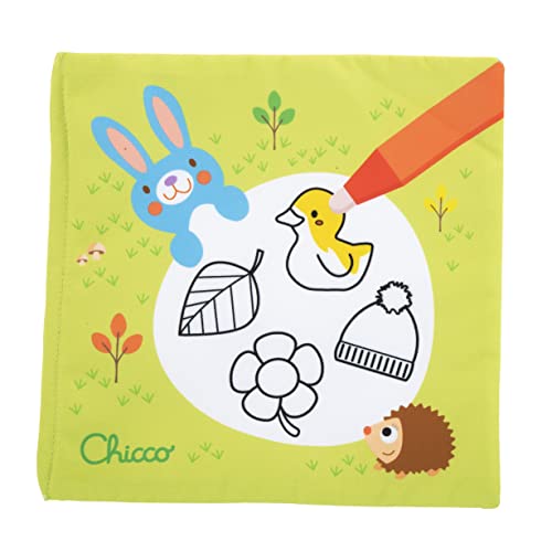 Chicco Speelboek voor seizoenen, kleurboek met een magische borstel om te vullen met water, met de hand wasbaar, voor seizoenen, 12-36 maanden