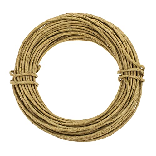 GLOREX 6 1280 236 Papieren draad, 2 mm, lengte 10 m, goud, voor knutselen en binden van bloemstukken en kransen