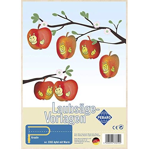Pebaro Bladerzaagsjabloon van multiplex motief appels met worm, hout, DIN A4