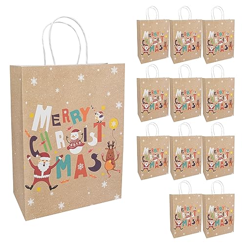 Idena 30359-10 Kerstcadeauzakjes, 12 stuks, 25 x 34,5 x 8,5 cm, papieren zakken, cadeauzakjes, kerstzakken