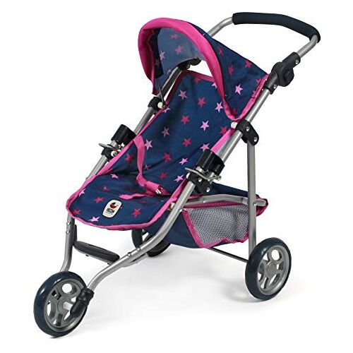 Bayer Chic 2000 Lola poppenbuggy, joggingbuggy, poppenjogger, poppenwagen, sterren navy, roze, 70 x 33 x 62 cm