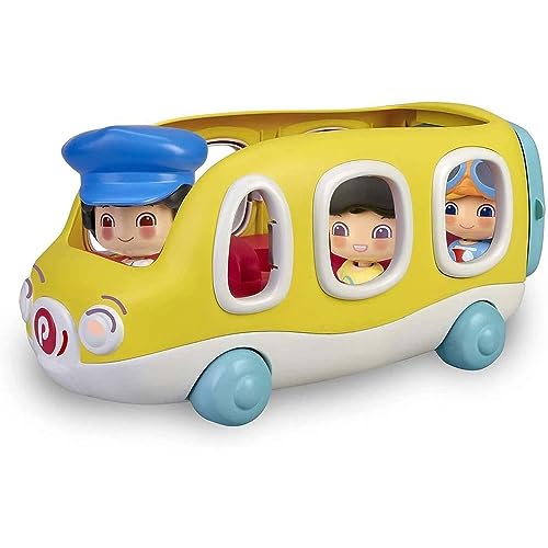 My First Pinypon , Happy Bus, Mijn eerste schoolbus en bestuurdersfiguur, met ruimte voor 3 figuren, rollen en uitsparing voor kleurrijke geometrische vormen, beroemd