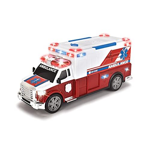 Dickie Toys Ziekenwagen, reddingsvoertuig, ambulancewagen, reddingsdienst, speelgoedauto, licht & geluid, achterklep om te openen, draagbaar, 33 cm, voor kinderen vanaf 3 jaar