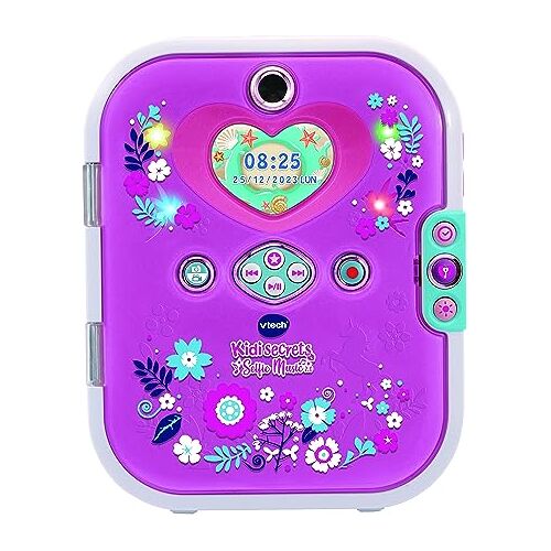 VTech KidiSecrets Selfie Music 2.0, interactief geheim dagboek voor kinderen met dubbele camera en MP3, elektronisch dagboek met kleurenscherm en toetsenbord, Italiaanse taal, batterijen inbegrepen, 6