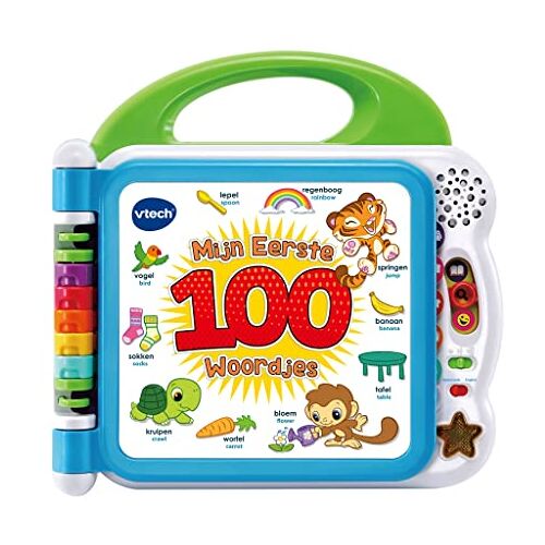 VTech 80-601542 Mijn Eerste 100 Woordjes, Plastic, Voor Jongens En Meisjes, Van 1 Tot 4 Jaar, Nederlands Gesproken En Geschreven, Meerkleurig, 6.5 x 27.9 x 30 cm