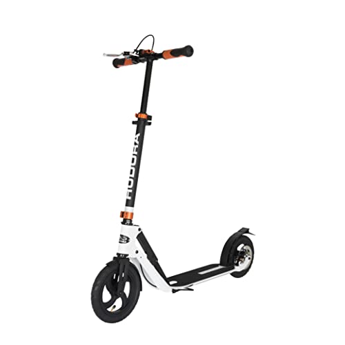 HUDORA BigWheel Air Dual Brake Luchtbanden-scooter, grote wheel scooter met handrem 230 mm zwart/wit