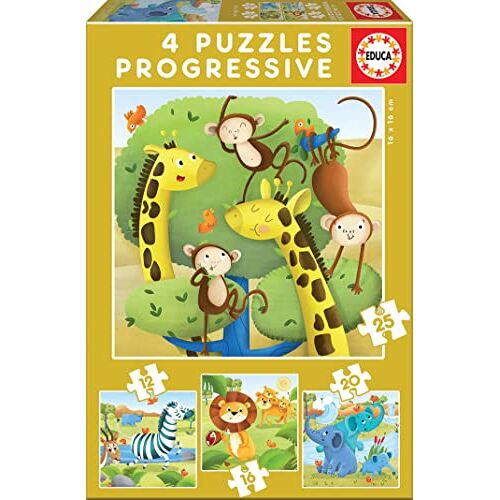 Educa 17147 Progressieve puzzels Wild Animals 12+16+20+25