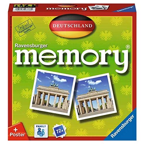 Ravensburger 26630 Duitsland Memory, de spelklassieker dwars door Duitsland, Duitslandreis, merkspel voor 2-8 spelers vanaf 4 jaar